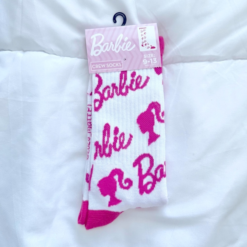 Barbie Pink and White Crew Socks